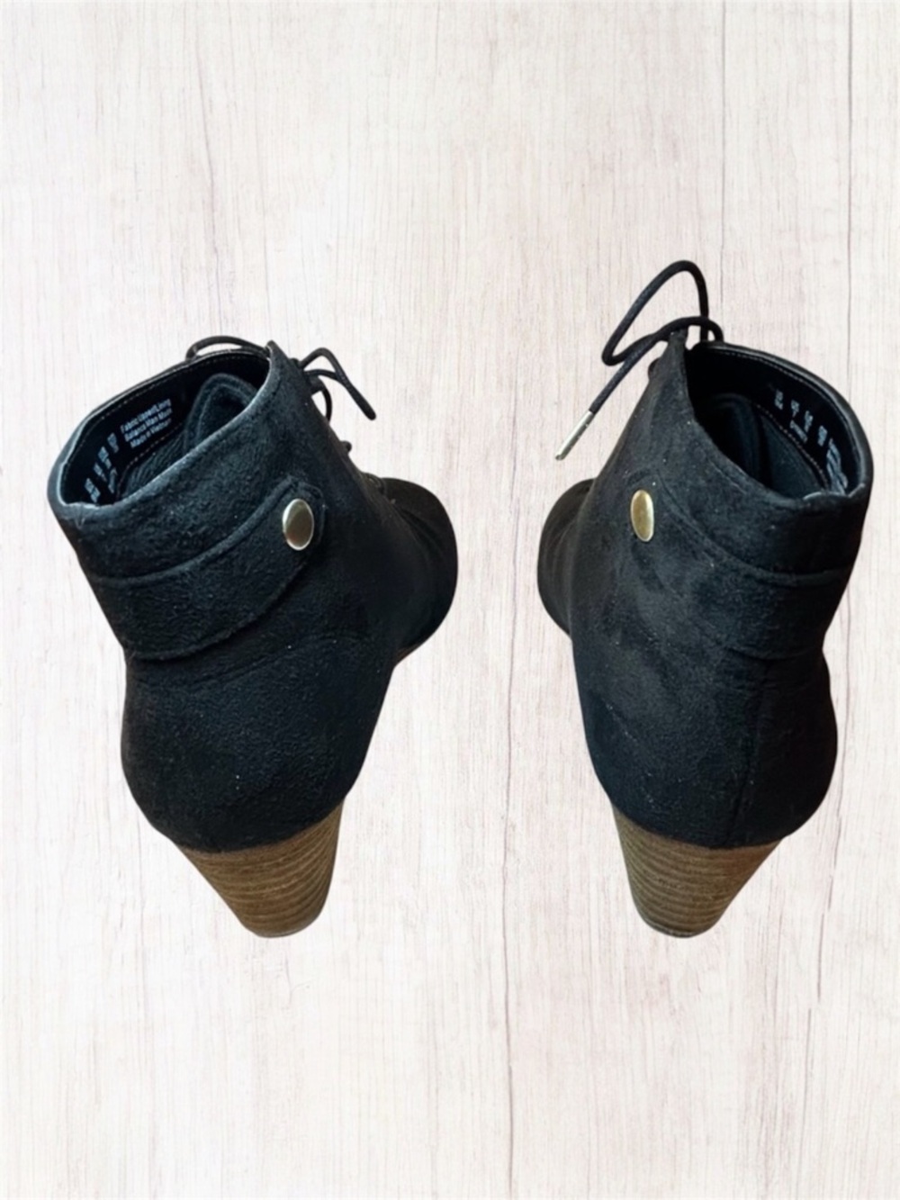 Dr. Scholl's Dakota Black Faux Suede Lace-Up Wedge Ankle Booties - Size 9 - Picture 6 of 10